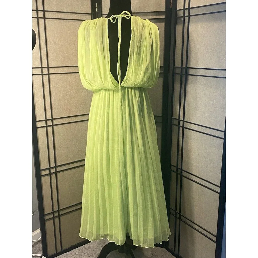 ASOS Design Gladiator Lime Green Sundress Size 4 Midi Flowing Get Noticed! - Picture 4 of 11